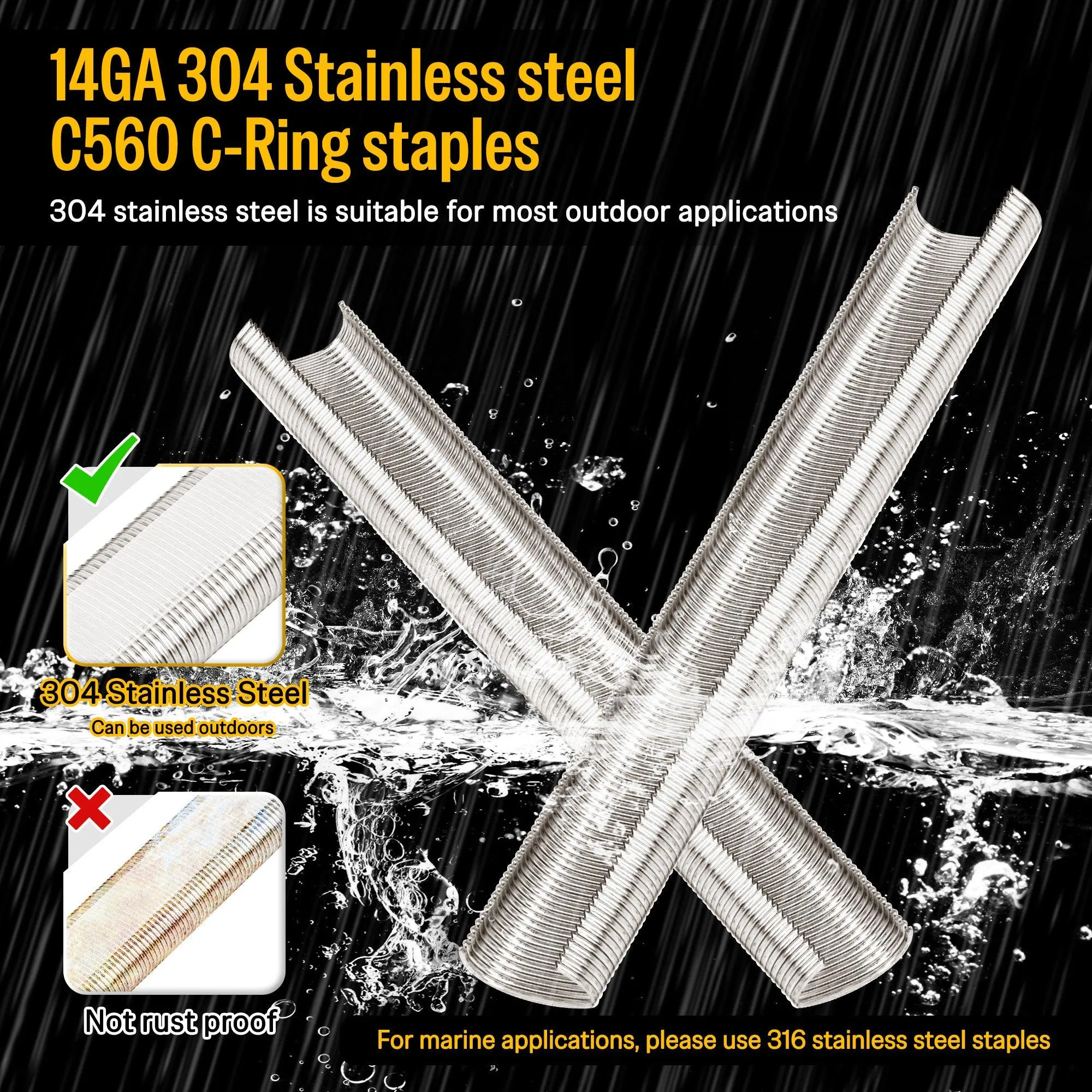 14 Gauge 1-1/2" Crown Hog Rings - Galvanized/304 Stainless Steel
