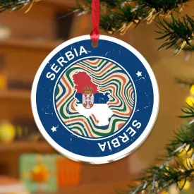 3" Acrylic Christmas Ornaments 2024 Serbia Decorative Hanging Ornaments Bauble Xmas Tree Decoration Flag Sports Bar Party Events Keepsake Transparent Disc Stocking Name Tag