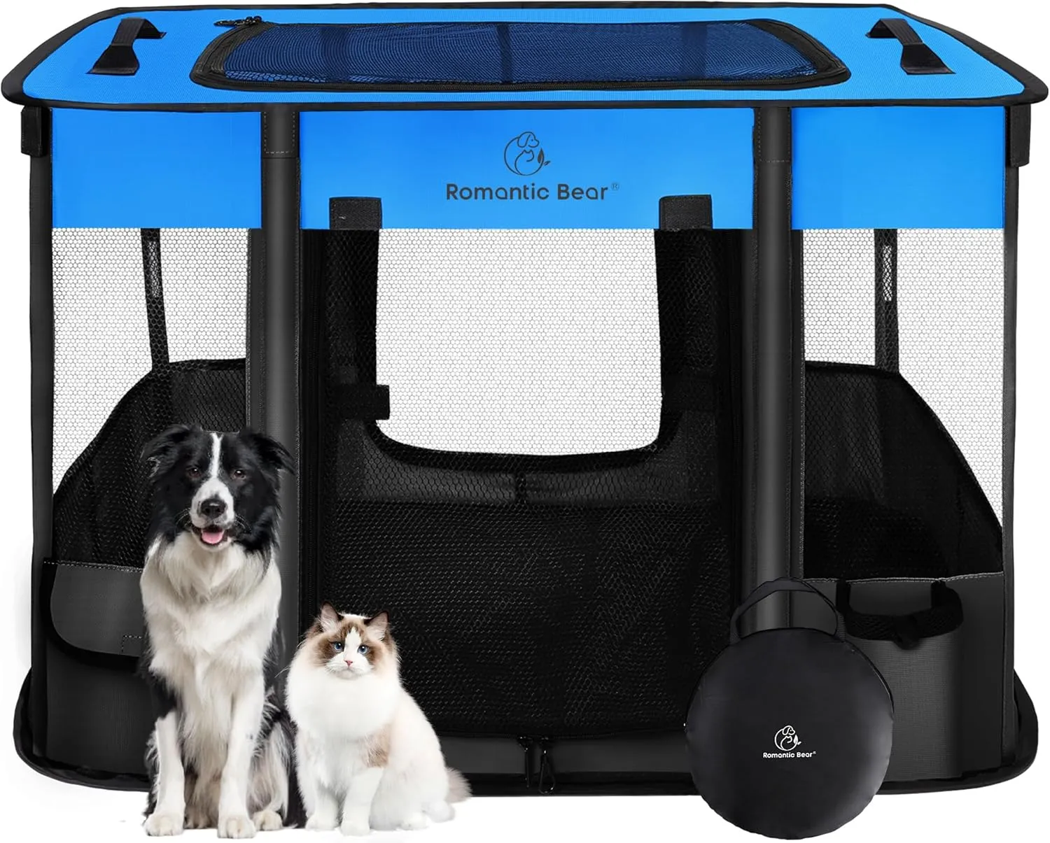 44x34x24 Inches Dog Playpen,Pet Playpen,Foldable Puppy Cat Playpen,Portable Exercise Kennel Tent Crate,Water-Resistant Breathable Shade Cover,Indoor Outdoor Travel Camping Use for Small Animals(L)