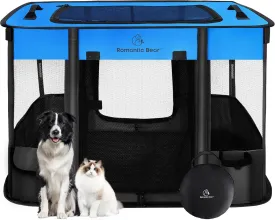 44x34x24 Inches Dog Playpen,Pet Playpen,Foldable Puppy Cat Playpen,Portable Exercise Kennel Tent Crate,Water-Resistant Breathable Shade Cover,Indoor Outdoor Travel Camping Use for Small Animals(L)
