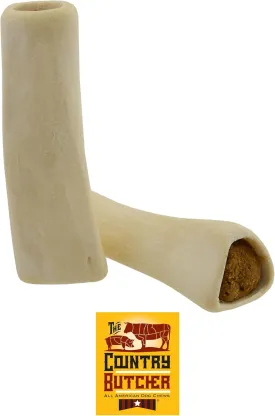 7" Filled Dog Bones for Aggressive Chewers, Medium and Large Breed Dog Treat, Natural, Tough, Stuffed Chew Toy, Made in The USA, Peanut Butter, 4 Count - Rawhide Free