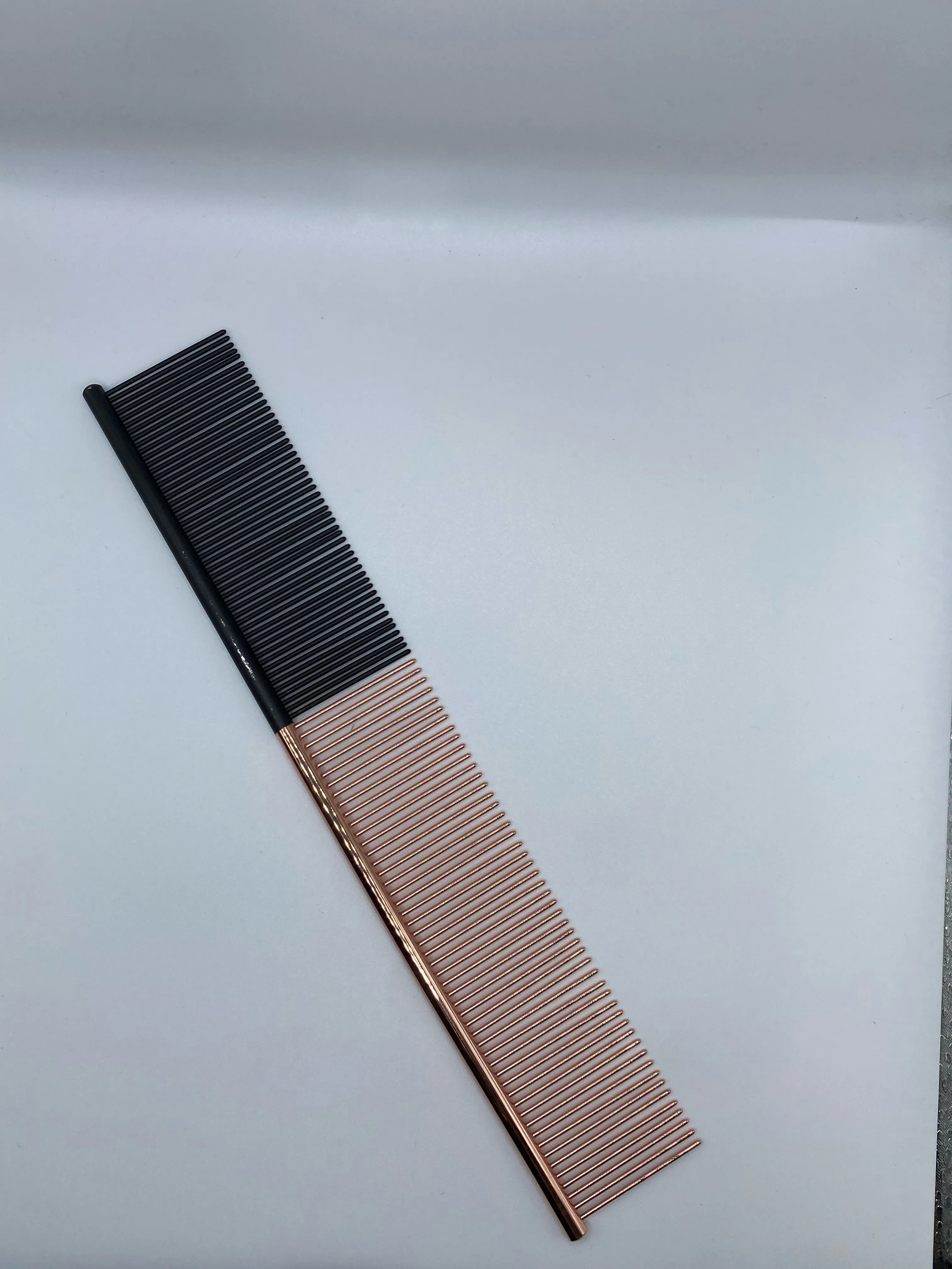 9.75" Black Fine/Copper Fusion Long Pin Fluff Comb