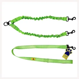 A a Pets' 3in1 Multi Purpose Bungee Leash to walk 2 Dogs- Green
