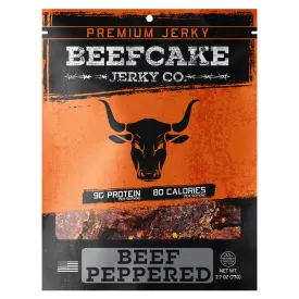 Beefcake Jerky Co Beef Peppered Jerky 2.7oz 9g Protein 80 Calories BC004