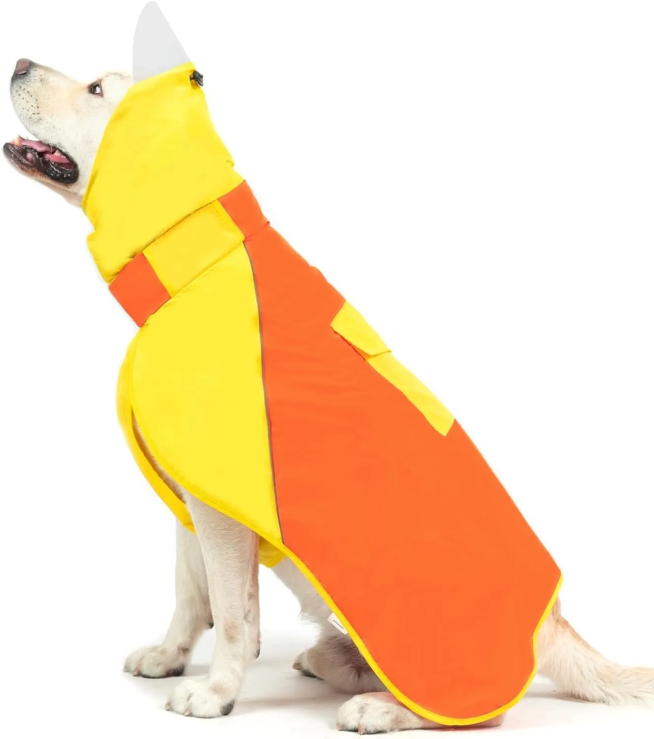 BINGPET Dog Raincoat & Jacket, Waterproof & Snowproof, Adjustable with Reflective Strips, Yellow-Orange, XL