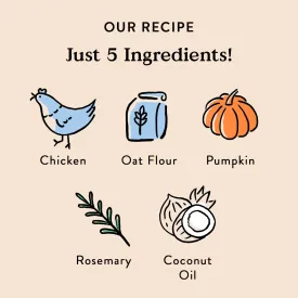 Bocce's Bakery Oven Baked Sunday Roast Treats for Dogs, Everyday Wheat-Free Dog Treats, Made with Real Ingredients, Baked in The USA, All-Natural Chicken & Pumpkin Biscuits, 5 oz (Pack of 2)