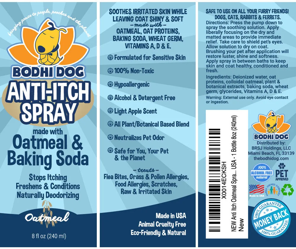 Bodhi Dog Itch Relief Spray | Natural Soothing Relief for Dry, Itchy, Bitten or Allergy Damaged Skin Treatment | Anti Itch Spray for Dogs & Cats | Made in USA (Oatmeal)