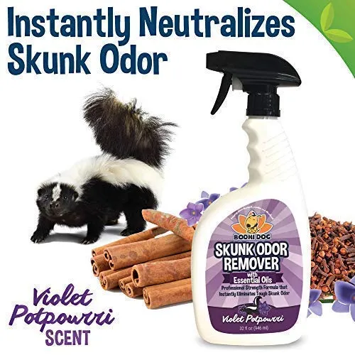 Bodhi Dog Pet Deskunk Spray Odor Eliminator | Skunk Smell Remover Eliminates Skunked Smells Using Essential Oils on Dogs, Cats, Furniture, Carpet, Clothing and More | Made in USA