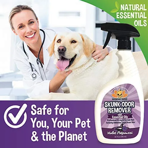 Bodhi Dog Pet Deskunk Spray Odor Eliminator | Skunk Smell Remover Eliminates Skunked Smells Using Essential Oils on Dogs, Cats, Furniture, Carpet, Clothing and More | Made in USA