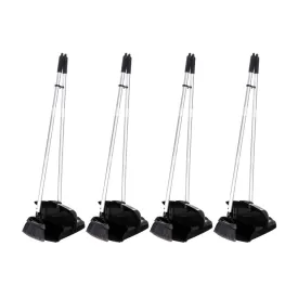 Carlisle FoodService Products Duo-Pan Upright Dust Pan and Broom Broom Set with Adjustable Broom Head for Floor Cleaning, Restaurants, Office, And Janitorial Use, 36 X 11.8 X 41 Inches, Black, (Pack of 4)