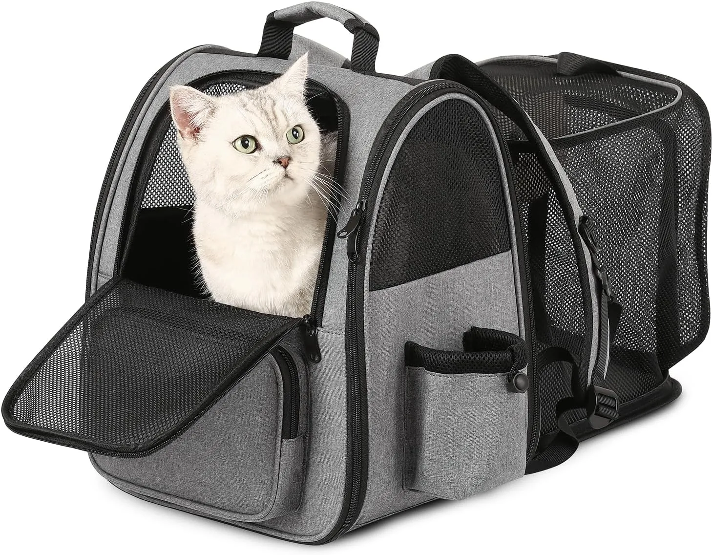 Cat Backpack Carrier, Expandable Pet Carrier Backpack Foldable Designed for Travel Airline-Approved,Breathable Mesh Dog Carrier Backpack for Small Cats Dogs Car,Outdoor,Hiking,Camping