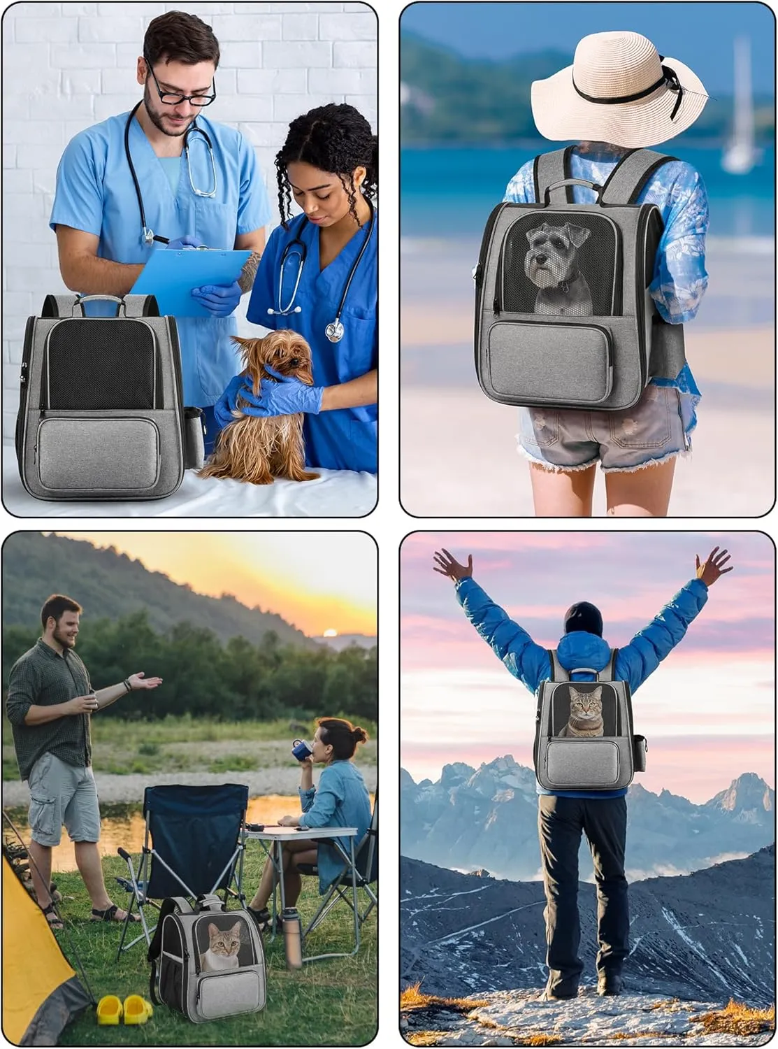 Cat Backpack Carrier, Expandable Pet Carrier Backpack Foldable Designed for Travel Airline-Approved,Breathable Mesh Dog Carrier Backpack for Small Cats Dogs Car,Outdoor,Hiking,Camping