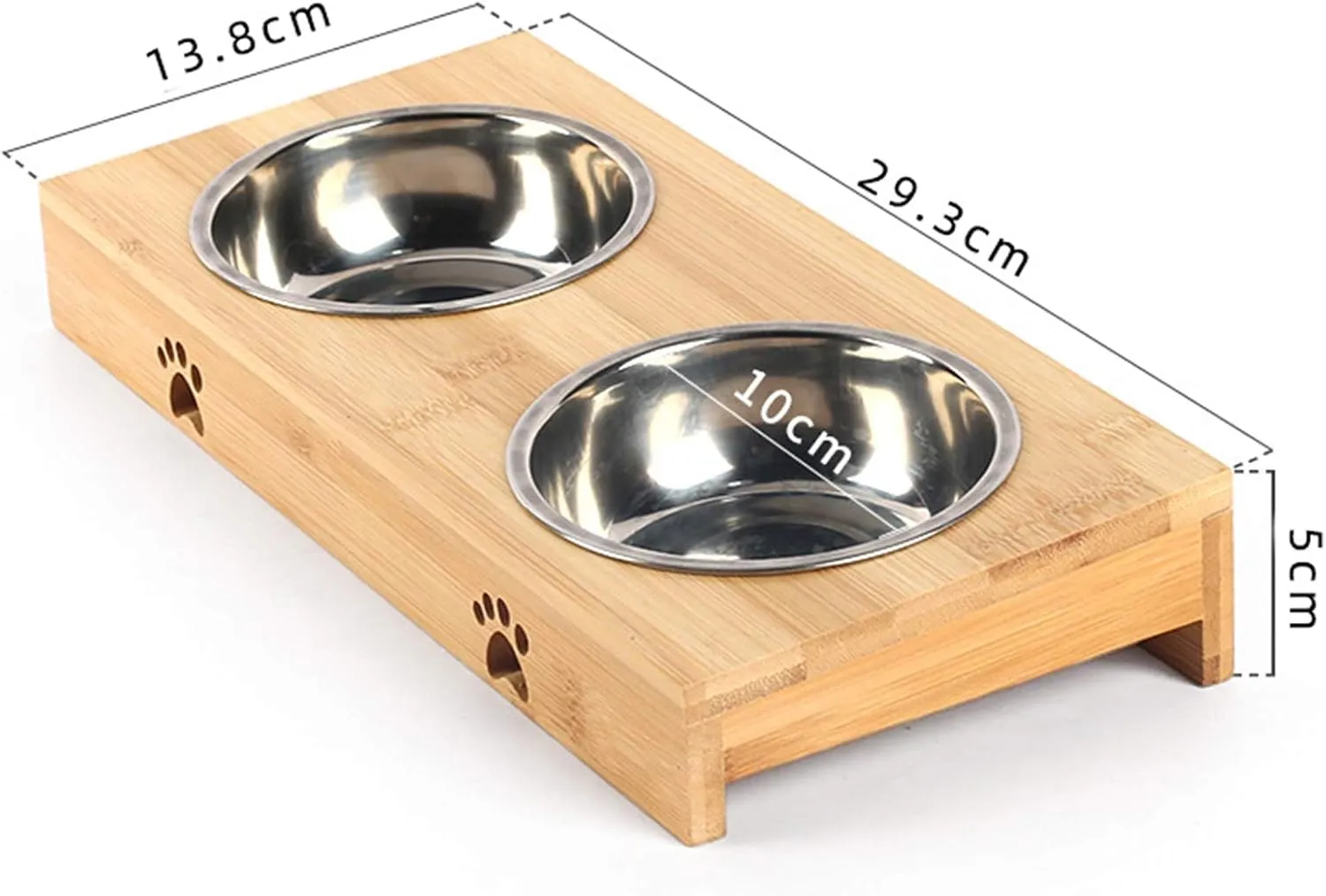 Cat Bowls,Elevated Bamboo Cat&Puppy Bowl for Food and Water,Raised Dog&Cat Feeder with Bamboo Stand with Stainless Steel/Ceramic Bowls,Cat Dishes Feeding Bowls,Anti-Slip Tilted Station