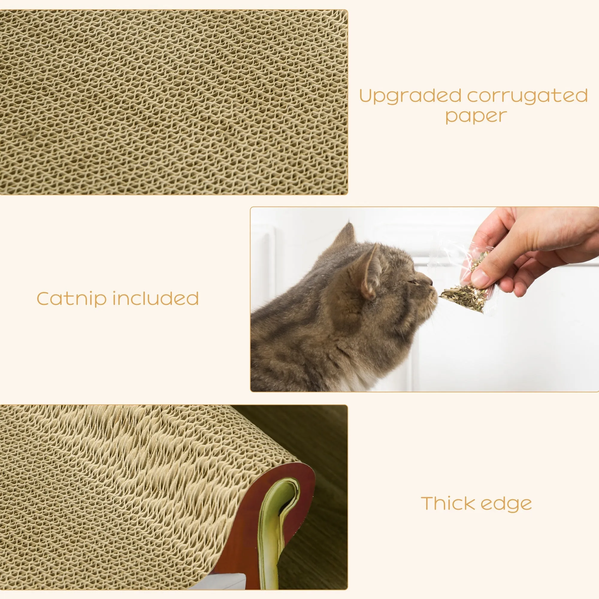 Cat Cardboard Scratcher Lounge Sofa Bed with Catnip 58 x 29.5 x 29cm