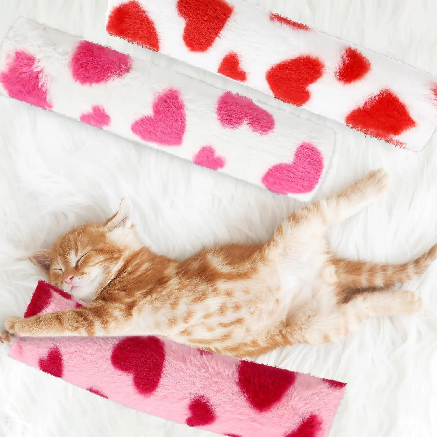 Civaner 6 Pcs 10.6 Inch Cat Catnip Toys Interactive Kitten Kicker Toy Soft Plush Cat Pillow Sticks Kitten Chasing Chewing Exercising Catnip Toy Indoor (Red,Pink,White,Valentine Style)