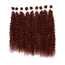 DBUT Water Wave 9 Bundles Synthetic Hair Weave Curly Hair High Temperature Fiber Bio Protein Hair 9pcs 22 24 26 Inch 320g for Full Head Highlight Dark Red with Ginger