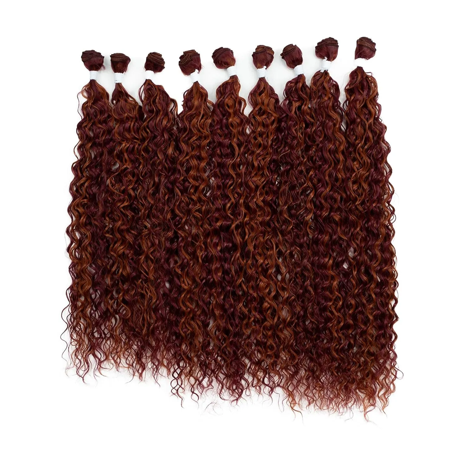 DBUT Water Wave 9 Bundles Synthetic Hair Weave Curly Hair High Temperature Fiber Bio Protein Hair 9pcs 22 24 26 Inch 320g for Full Head Highlight Dark Red with Ginger