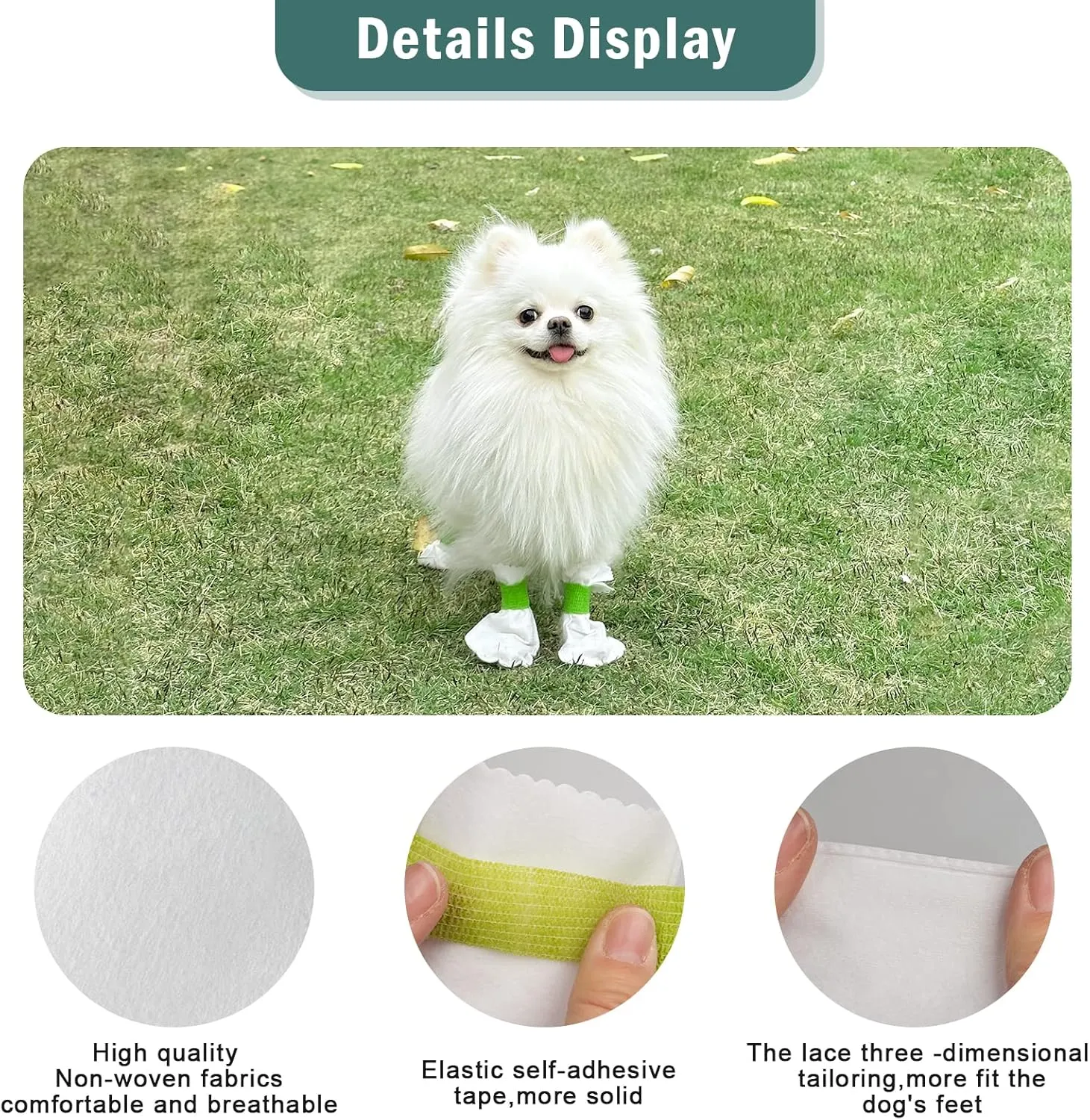 Disposable Waterproof Dog Booties for Paw Protection, Dog Paw Socks Protector for Small Medium Dogs, Puppy Shoes with Adjustable Straps for Floors