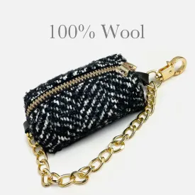 Dog poop bag dispenser ~ 100% Wool in Salt-n-Pepper