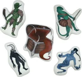 Dungeons and Dragons 5 Piece Catnip Filled Bite Resistant Cute Cartoon Monsters. Plush Pillow Teething Chew Toy for Indoor Kitty. Entertaining Interactive Cat or Kitten Toy.