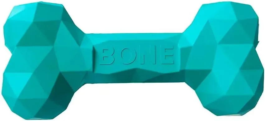 Durable Dog Chew Toy, Lick mat for Dog Treats and Peanut Butter Squeeze Pouches, Small Dog All Natural Rubber Dog Bone. (Aqua, Small Dog)