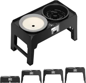 Elevated Slow Feeder Dog Bowls, Adjustable Raised Stand with Food Dish & No Spill Water Bowl Set, Neater Pet Feeding Station for Large Medium Small Breed Dogs