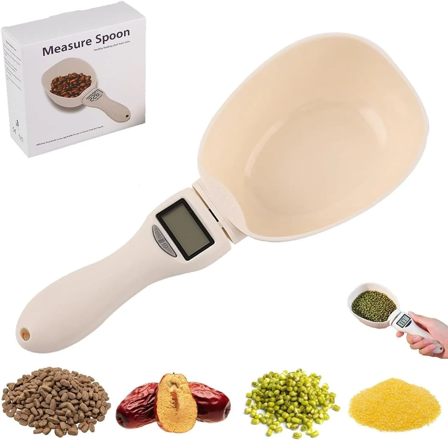 Food Measuring Scoop Scale,Digital Measuring Spoon,Pet Food Measuring Scoop Scale,Weighing Spoon Scale 800g / 0.1g Highly Accurate Measuring,for Kitchen Gadgets and Dispensing Condiments(1Pc)