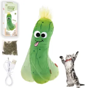 Gigwi Interactive Catnip Cat Toys, Electronic Flopping Toys Motion Activated, Automatic Moving Cat Toys for Indoor Cats, USB Rechargeable Cat Enrichment Toy Self Play for Hunting and Kicker, Pickle