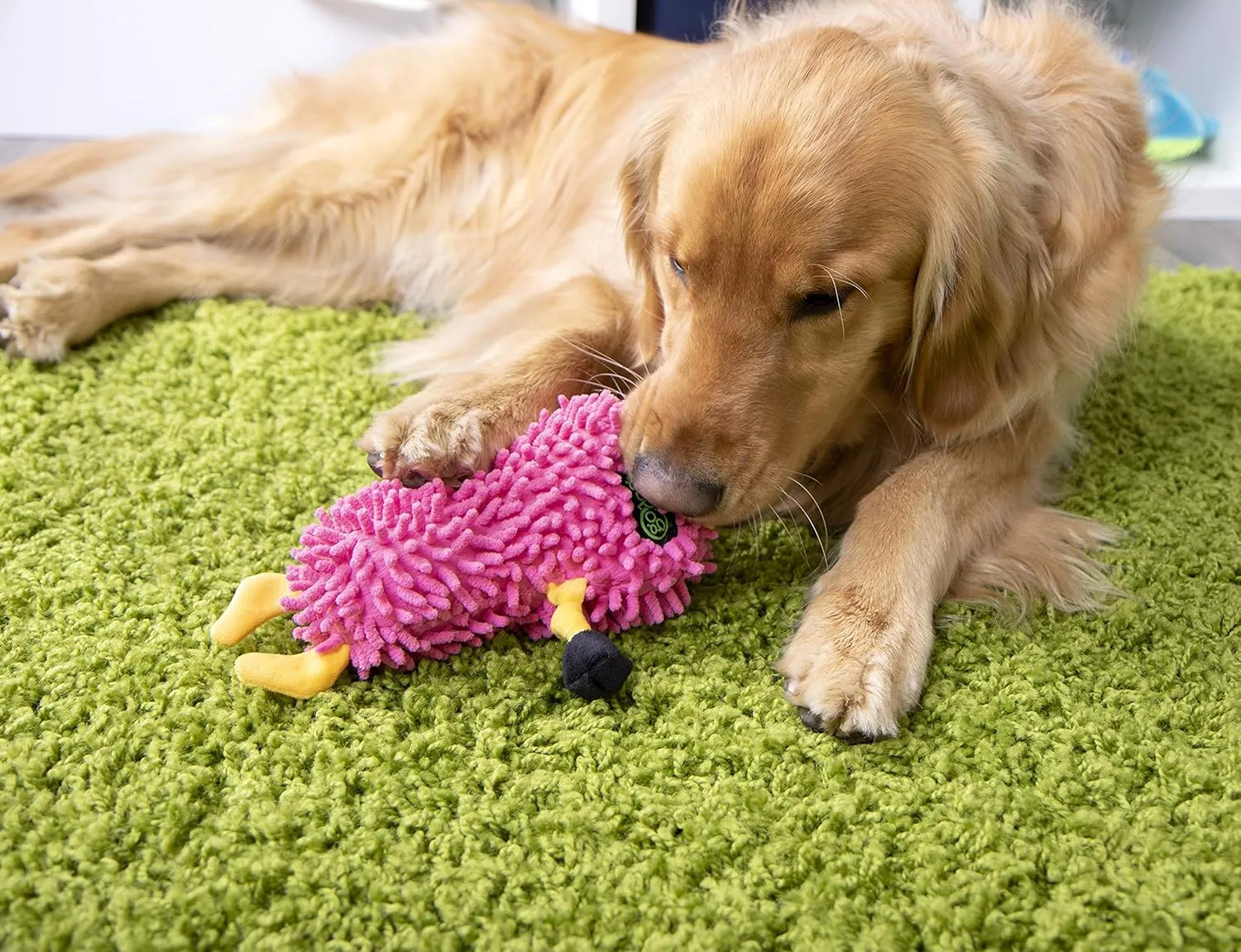 goDog Llamas Noodle Squeaky Plush Dog Toy, Chew Guard Technology - Pink, Small