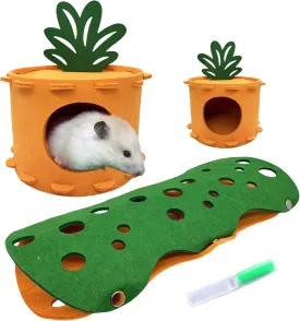 Hamster Hideout Detachable Small Animal Bed House Hut Sleep Nest Cage Accessories with Tunnel Toys for Syrian Hamster Guinea Pig