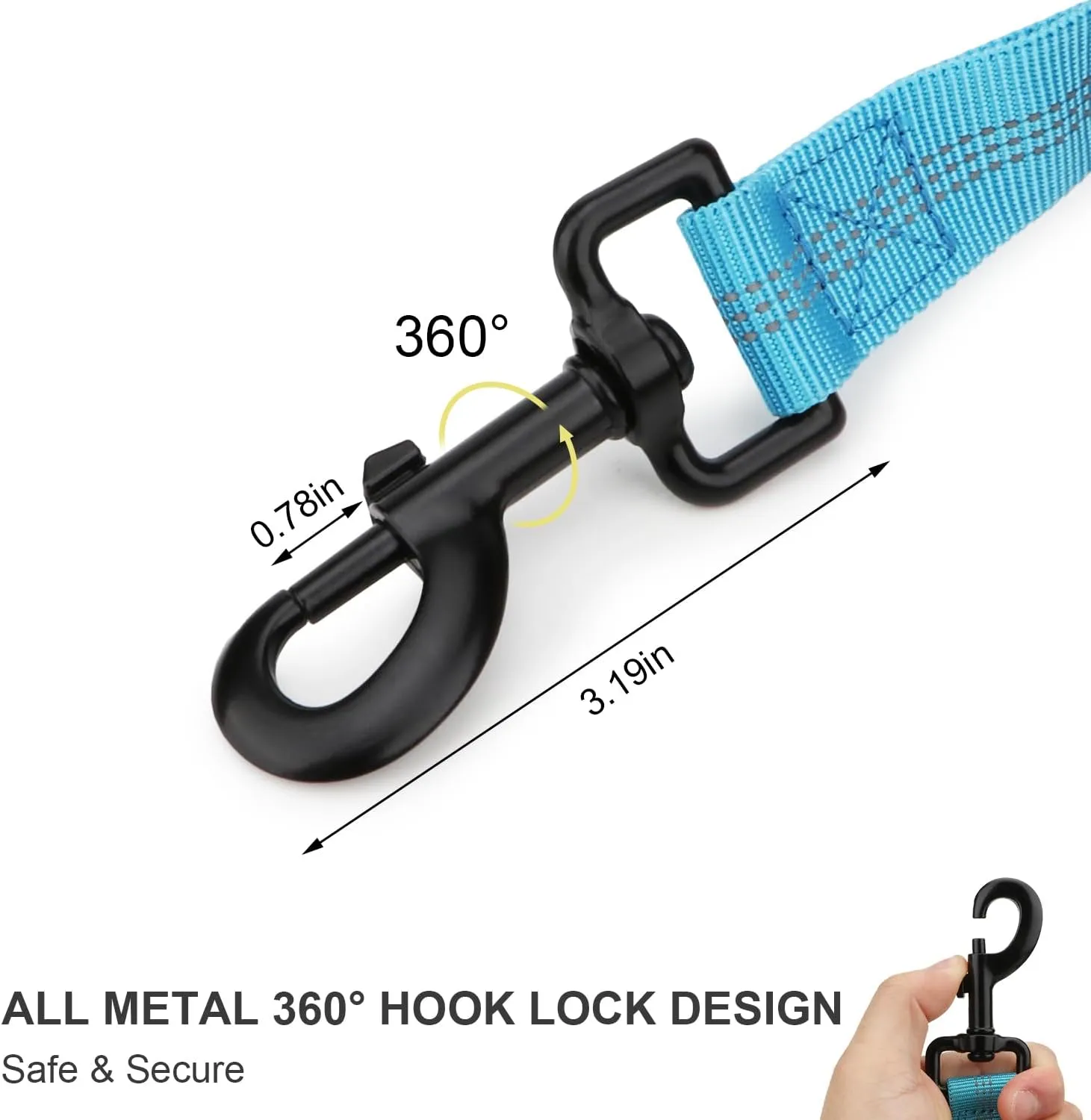 Heavy Duty Bungee Dog Leash with Shock Absorbing & Reflective Stitching - Adjustable 4-6FT Tactical Training Leash for Strong Pullers, Dual Padded Handles for Medium/Large DogsBlue