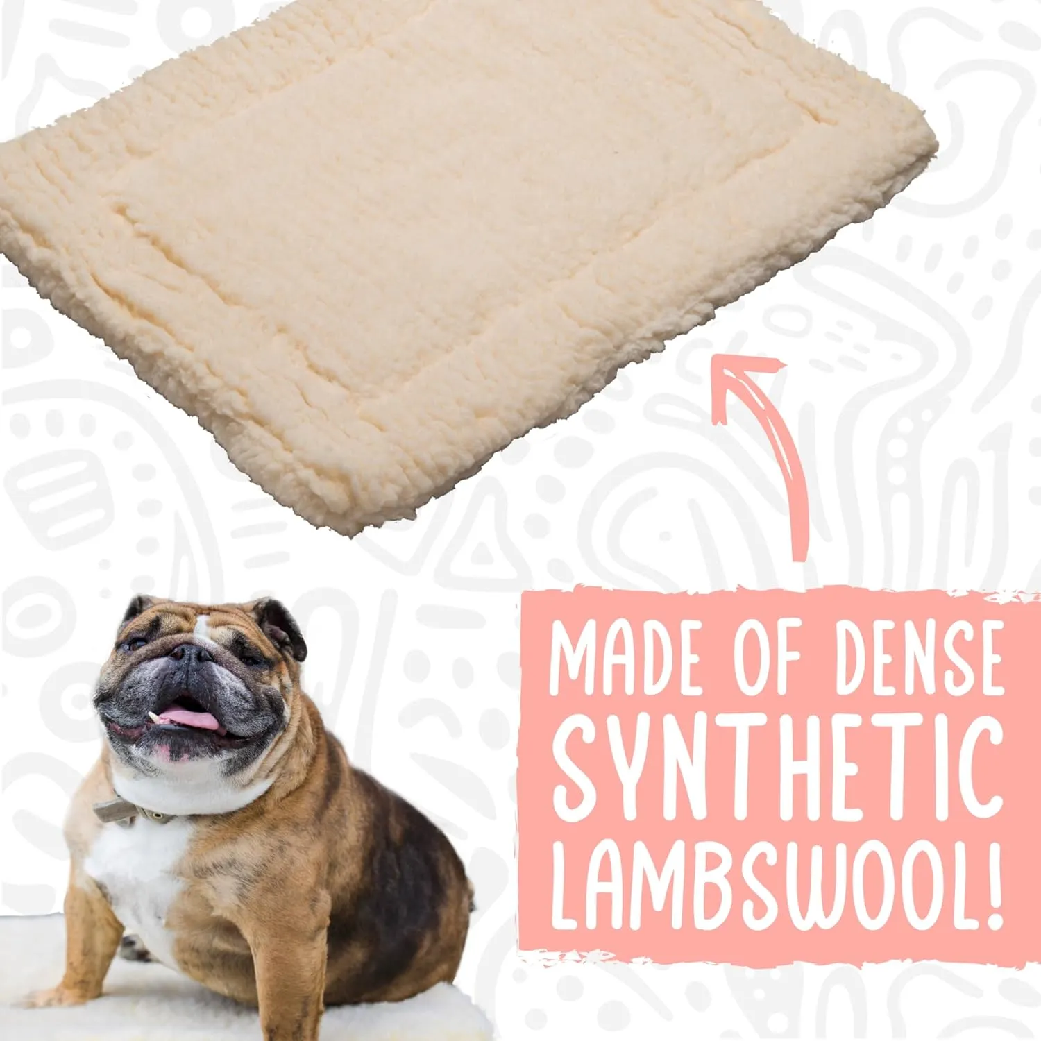 HuggleHounds XS Wool Fleece Dog Bed - Extra Durable, Machine Washable, Hypoallergenic, 20"L x 24"W x 1.5"Th