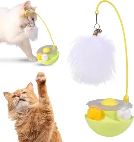 Interactive Cat Feather Toys, 2025 Upgraded Interactive Cat Toys for Indoor Cats, Teaser Catnip Toy for Kitten Cats (Yellow)
