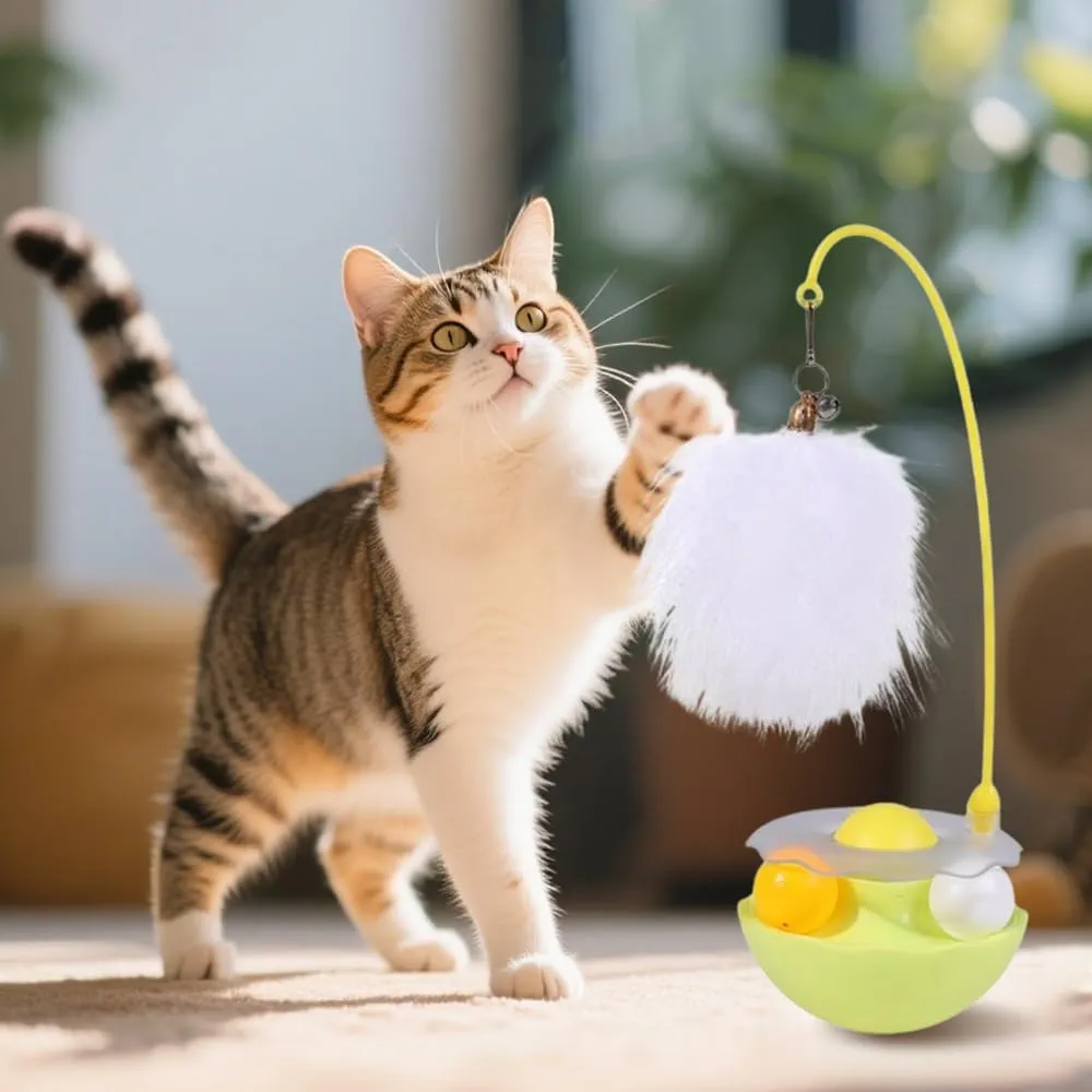 Interactive Cat Feather Toys, 2025 Upgraded Interactive Cat Toys for Indoor Cats, Teaser Catnip Toy for Kitten Cats (Yellow)