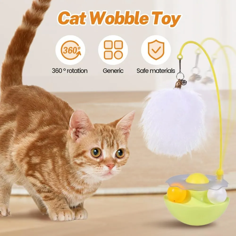 Interactive Cat Feather Toys, 2025 Upgraded Interactive Cat Toys for Indoor Cats, Teaser Catnip Toy for Kitten Cats (Yellow)