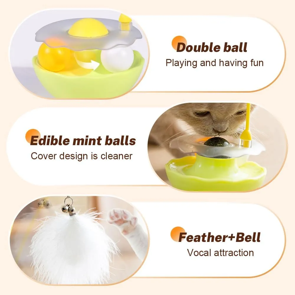 Interactive Cat Feather Toys, 2025 Upgraded Interactive Cat Toys for Indoor Cats, Teaser Catnip Toy for Kitten Cats (Yellow)