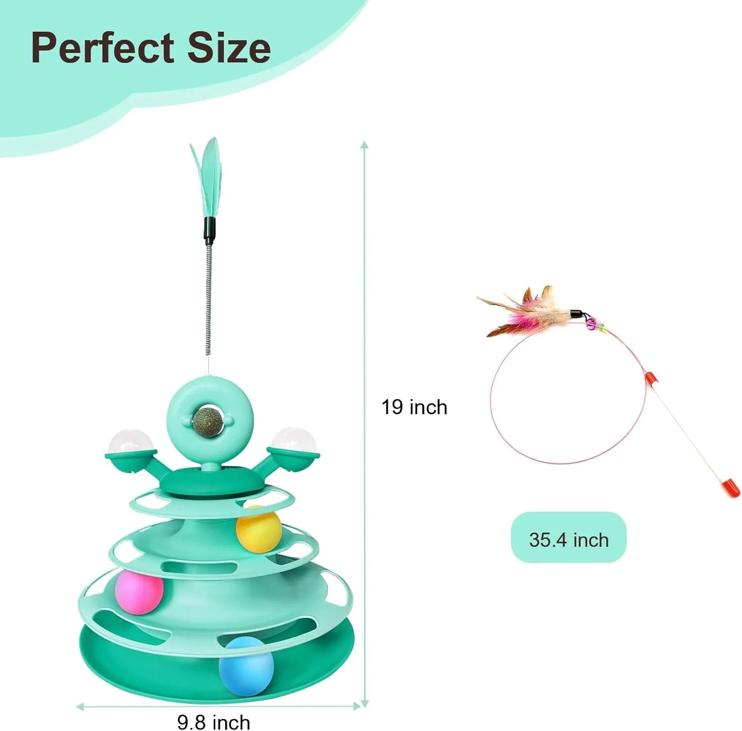 Interactive Cat Toy Kitten Toys with Catnip Balls Cat Toys for Indoor Cats Ball Toy Cat Toys for Bored Indoor Adult Cats Green