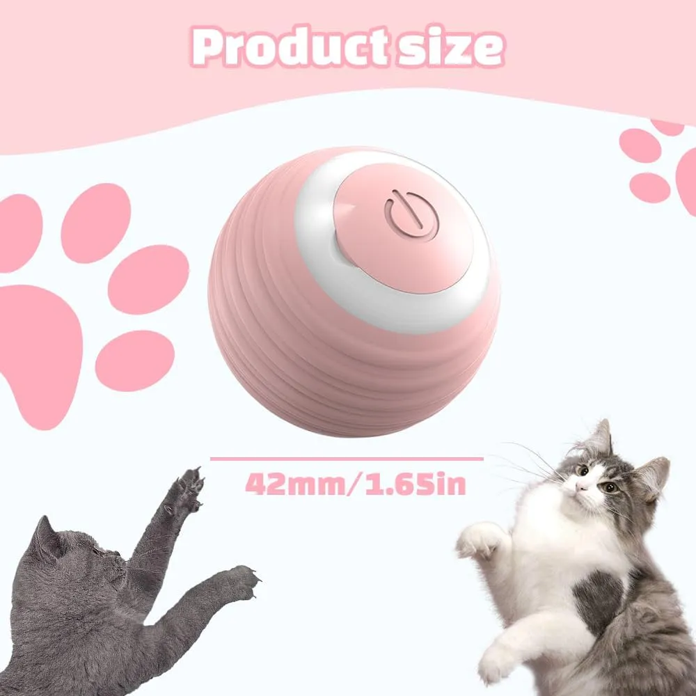 Interactive Dog Toys - Automatic Rolling Ball Toy with LED Flash, USB Rechargeable (2pcs Pink)