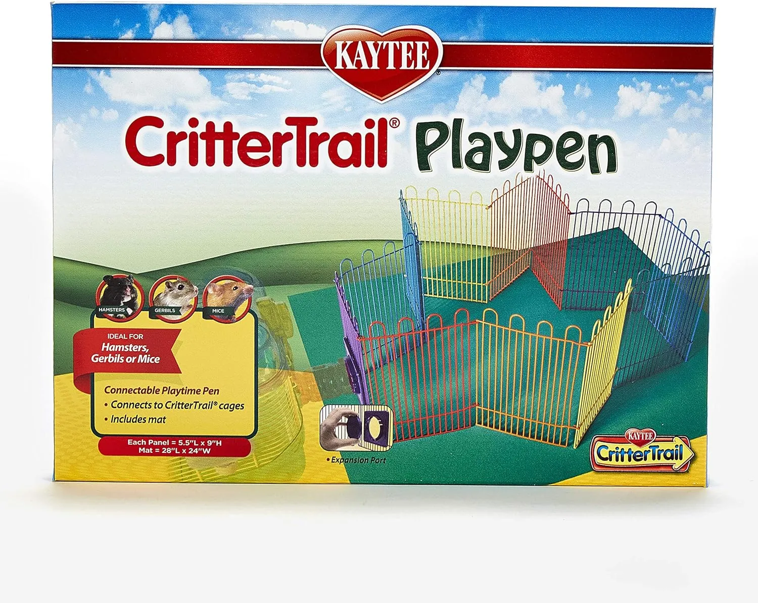 Kaytee CritterTrail Playpen with Mat for Pet Gerbils, Hamsters or Mice Blue Small