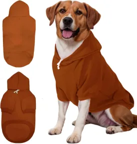 Large Dog Hoodie Sweater with Leash Hole and Pocket, Fleece Lined Hooded Large Dog Sweatshirt, Soft Warm Winter Clothes for Medium Large Dogs & Cats (Brown Dog Hoodie, XL)
