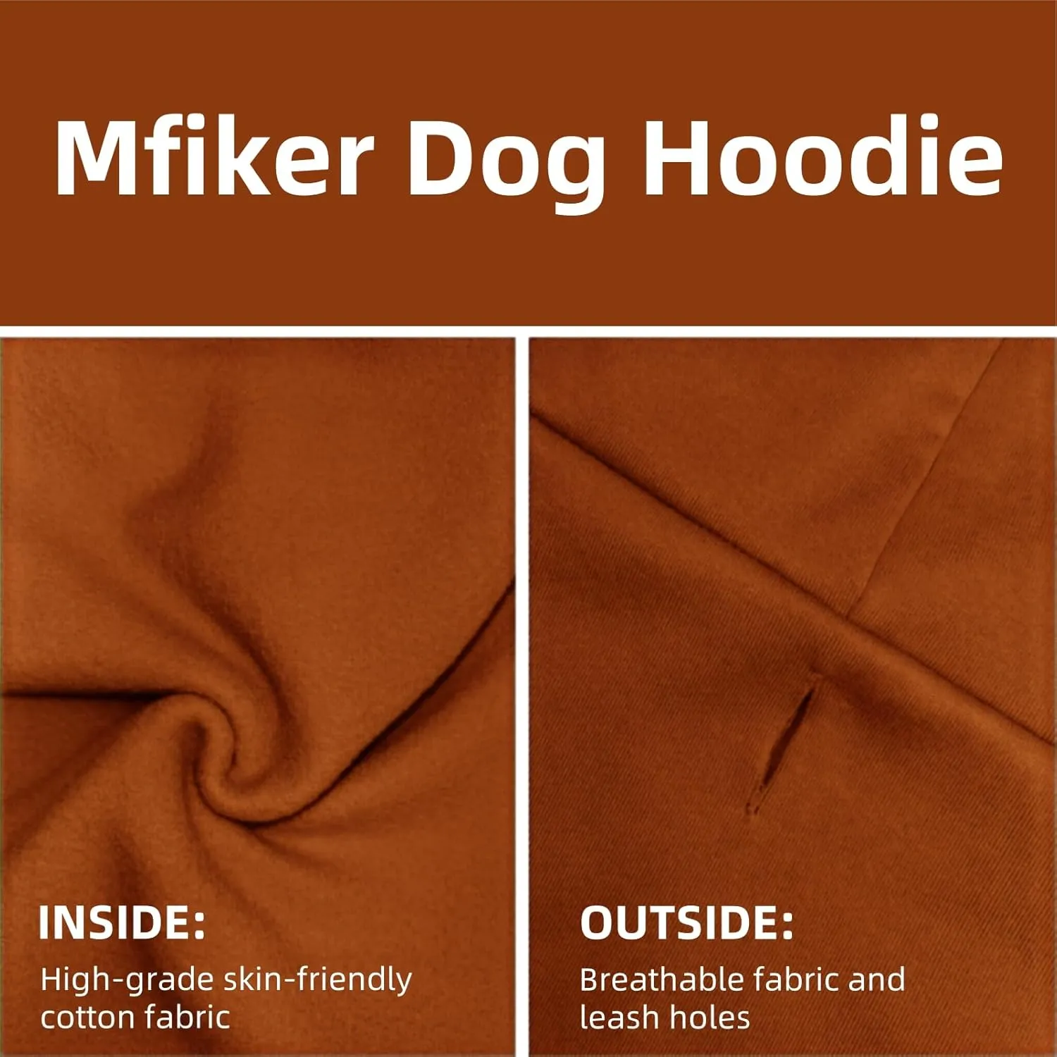 Large Dog Hoodie Sweater with Leash Hole and Pocket, Fleece Lined Hooded Large Dog Sweatshirt, Soft Warm Winter Clothes for Medium Large Dogs & Cats (Brown Dog Hoodie, XL)