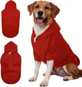 Large Dog Hoodie Sweater with Leash Hole and Pocket, Fleece Lined Hooded Large Dog Sweatshirt, Soft Warm Winter Clothes for Medium Large Dogs & Cats (Red Dog Hoodie, XL)