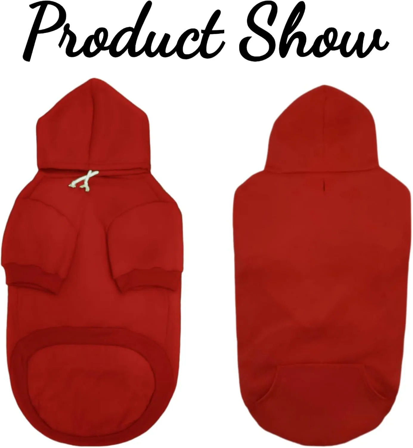 Large Dog Hoodie Sweater with Leash Hole and Pocket, Fleece Lined Hooded Large Dog Sweatshirt, Soft Warm Winter Clothes for Medium Large Dogs & Cats (Red Dog Hoodie, XL)