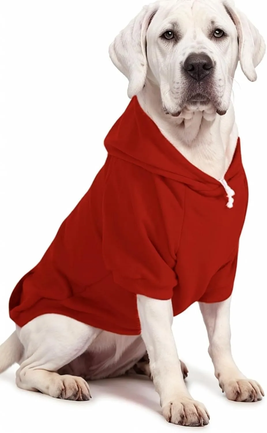 Large Dog Hoodie Sweater with Leash Hole and Pocket, Fleece Lined Hooded Large Dog Sweatshirt, Soft Warm Winter Clothes for Medium Large Dogs & Cats (Red Dog Hoodie, XL)