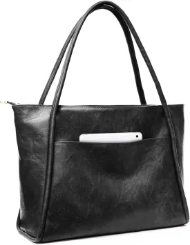 Large Tote Bag for Women Work with Zipper 16L Vegan Leather Ladies Travel Purses and Handbags