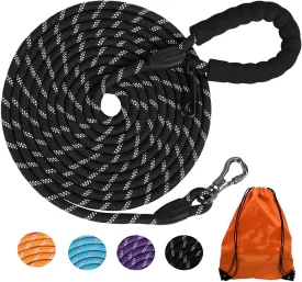 Long Dog Leash for Dog Training 16FT/30FT/50FT/100FT, Reflective Dog Leash with Lockable Hook, Heavy Duty Dog Lead Tie Out Rope for Large Medium Small Dogs Outside Walking, Playing, Camping, or Yard