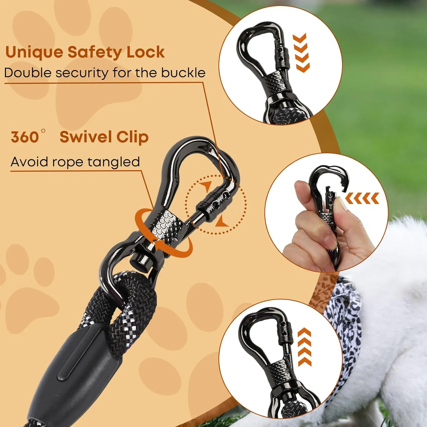 Long Dog Leash for Dog Training 16FT/30FT/50FT/100FT, Reflective Dog Leash with Lockable Hook, Heavy Duty Dog Lead Tie Out Rope for Large Medium Small Dogs Outside Walking, Playing, Camping, or Yard