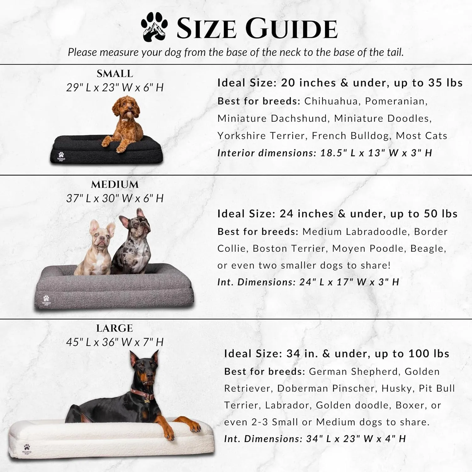 Luxury Boucle Fabric Orthopedic Dog Bed with Memory Foam | Breathable Comfort and Washable Dog Couch Bed with Waterproof Liner & Cover | Sofa Beds for Medium Dogs - Bone 37"x30"x7.7"