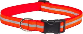 Medium Reflective Neon Orange Dog Collar: 3/4" Wide, Adjusts 13-20" - Made in USA.