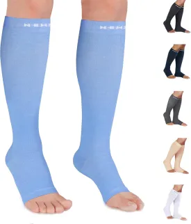 NEWZILL Compression Socks for Women & Men Circulation 20 mmHg, Graduated Open Toe, Cotton Compression Socks for Nurses